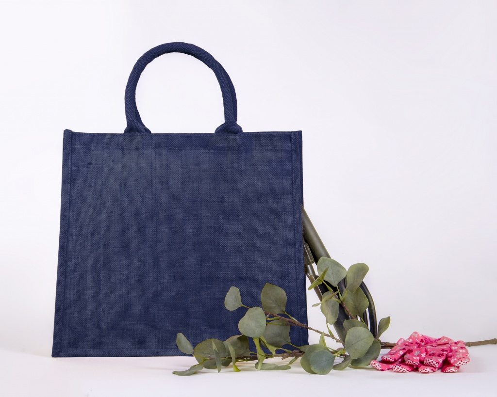 Large Navy Jute Bag