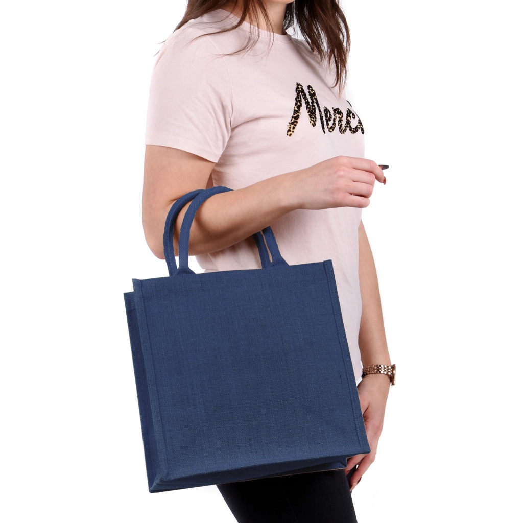 Medium Navy Jute Bag