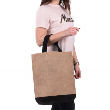 Contrast Jute Shopper Bag