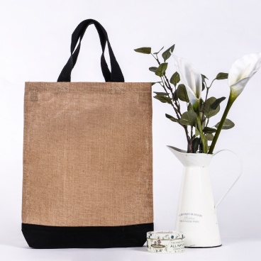 Contrast Jute Shopper Bag