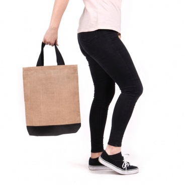 Contrast Jute Shopper Bag