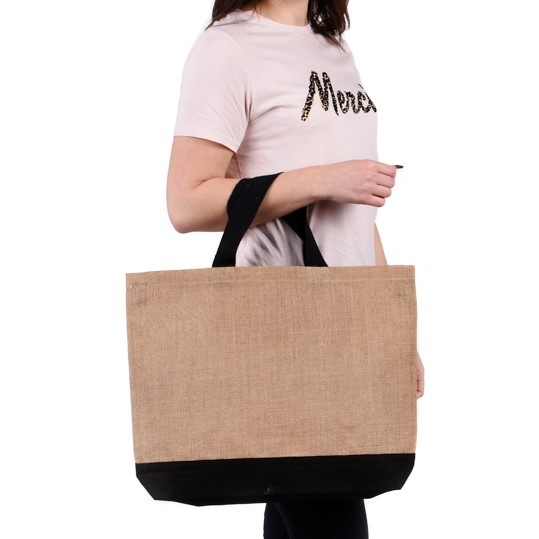 Large Contrast Jute Shopper Bag