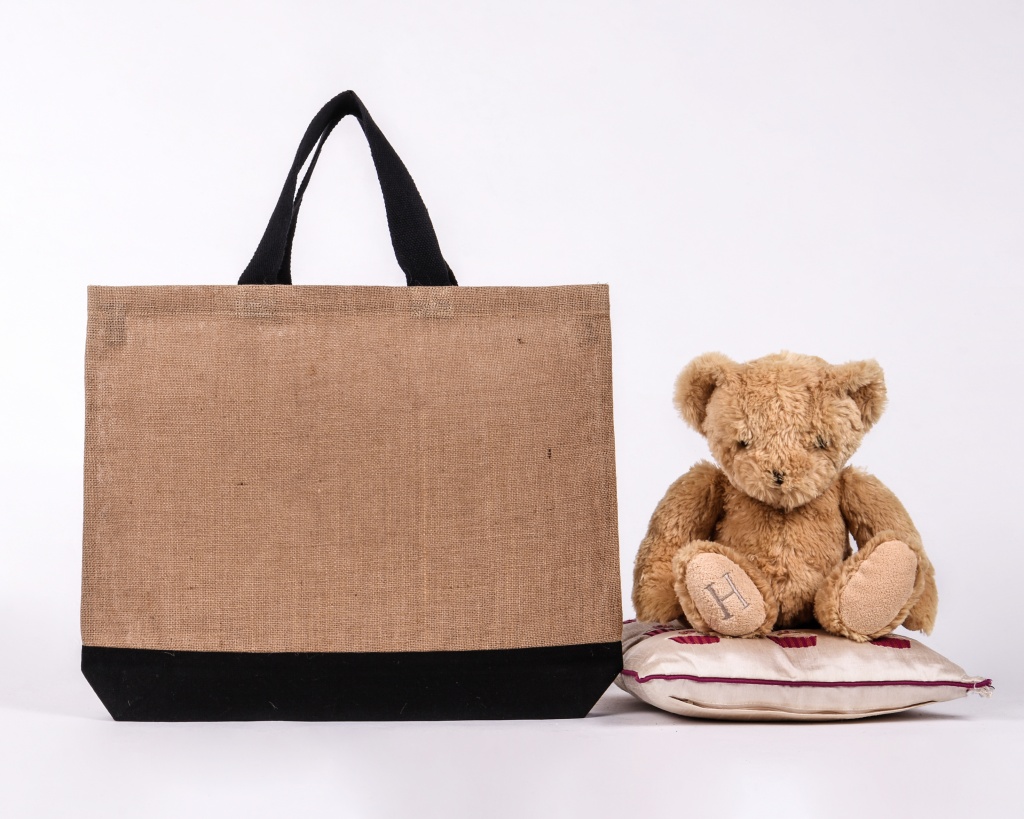 Large Contrast Jute Shopper Bag