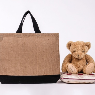 Large Contrast Jute Shopper Bag