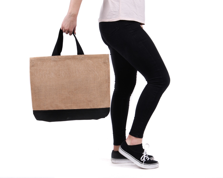 Large Contrast Jute Shopper Bag