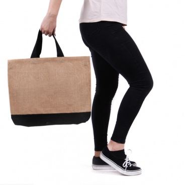 Large Contrast Jute Shopper Bag