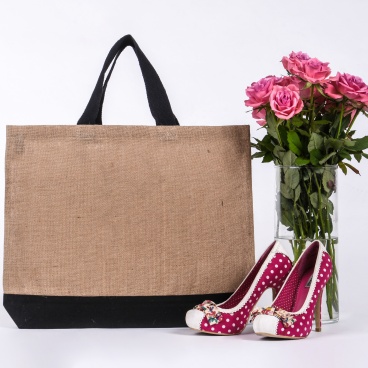 Large Contrast Jute Shopper Bag