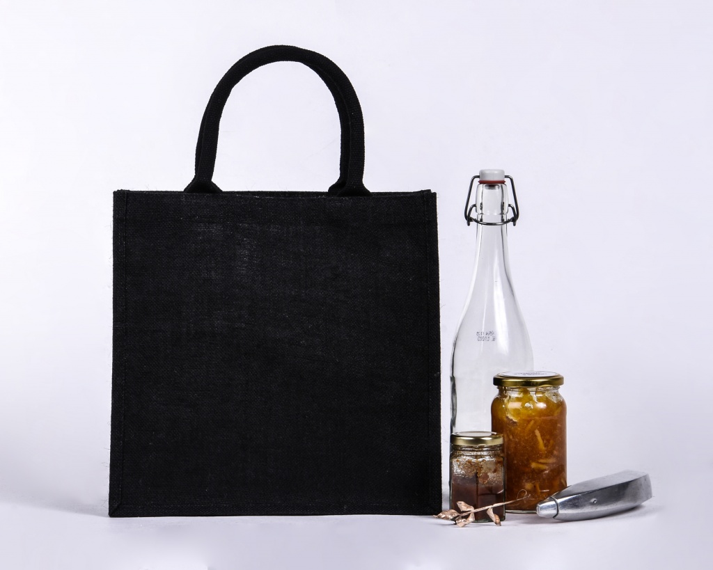 Medium Black Jute Bag