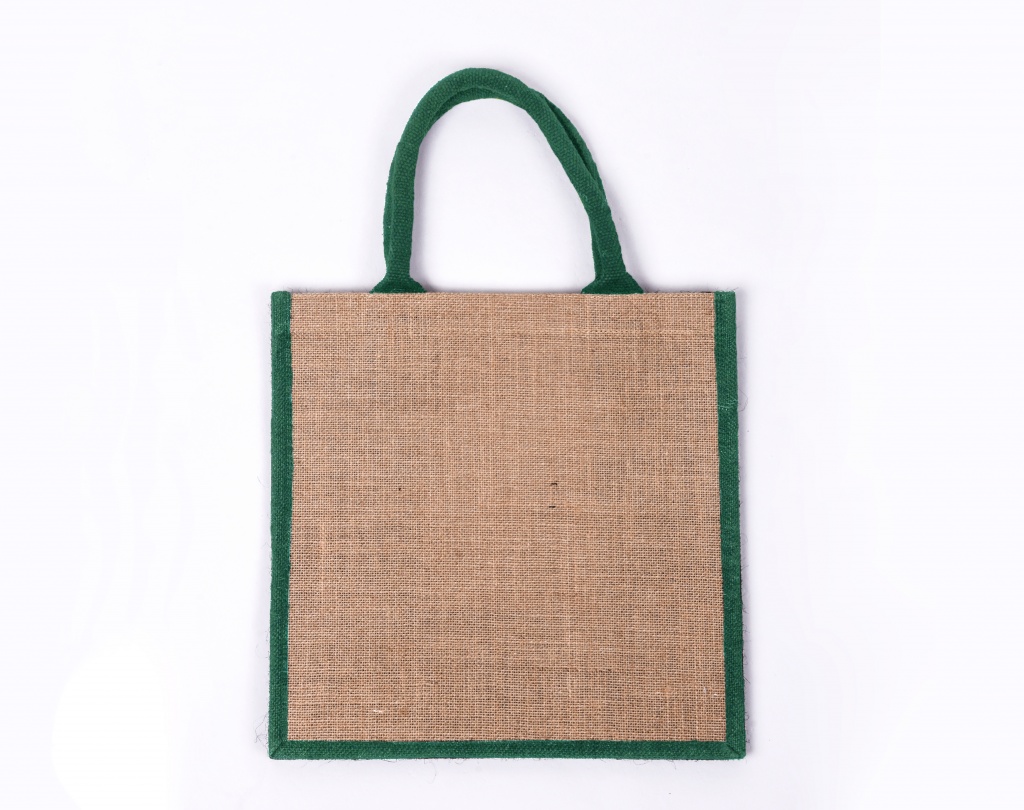 Green Gusset Medium Jute Bag