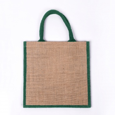 Green Gusset Medium Jute Bag