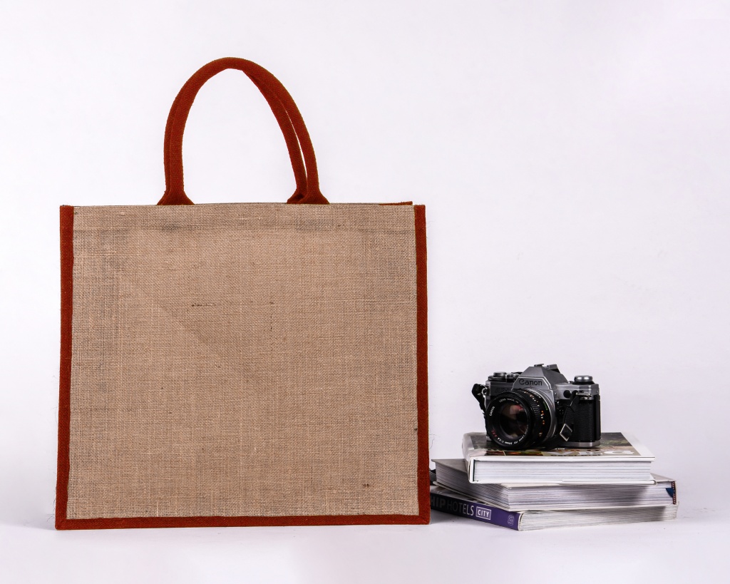 Red Gusset Medium Jute Bag