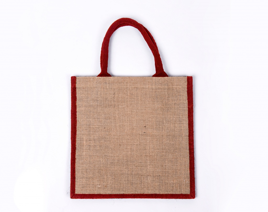 Red Gusset Medium Jute Bag