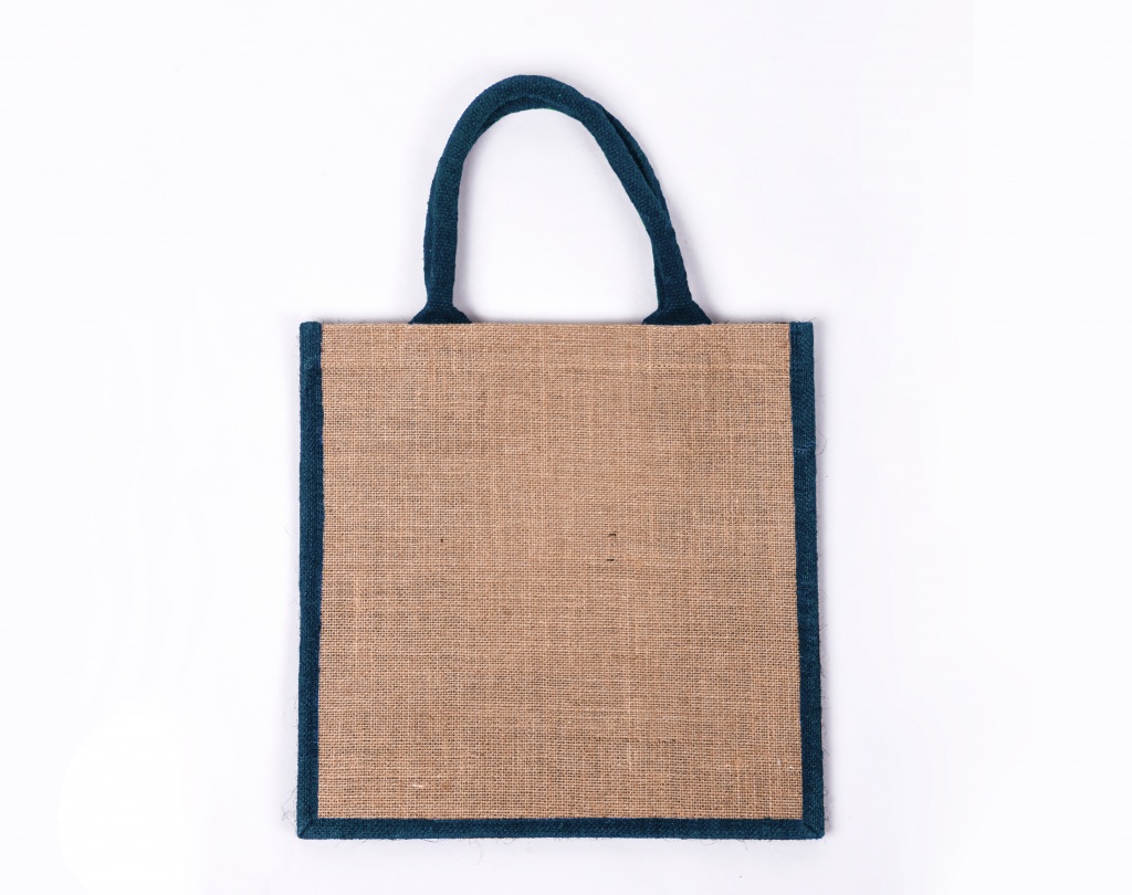 Navy Gusset Medium Jute Bag