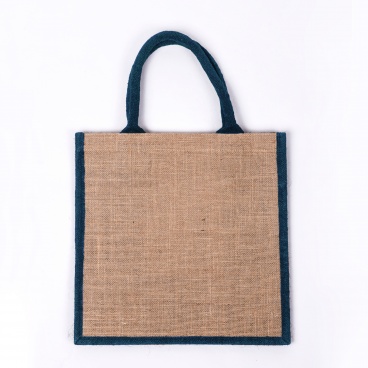 Navy Gusset Medium Jute Bag