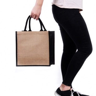 Black Gusset Medium Jute Bag