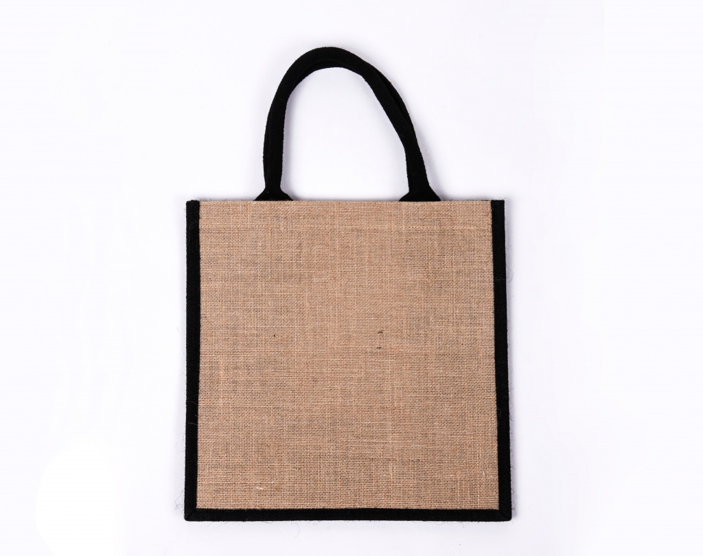 Black Gusset Medium Jute Bag