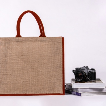 Red Gusset Large Jute Bag