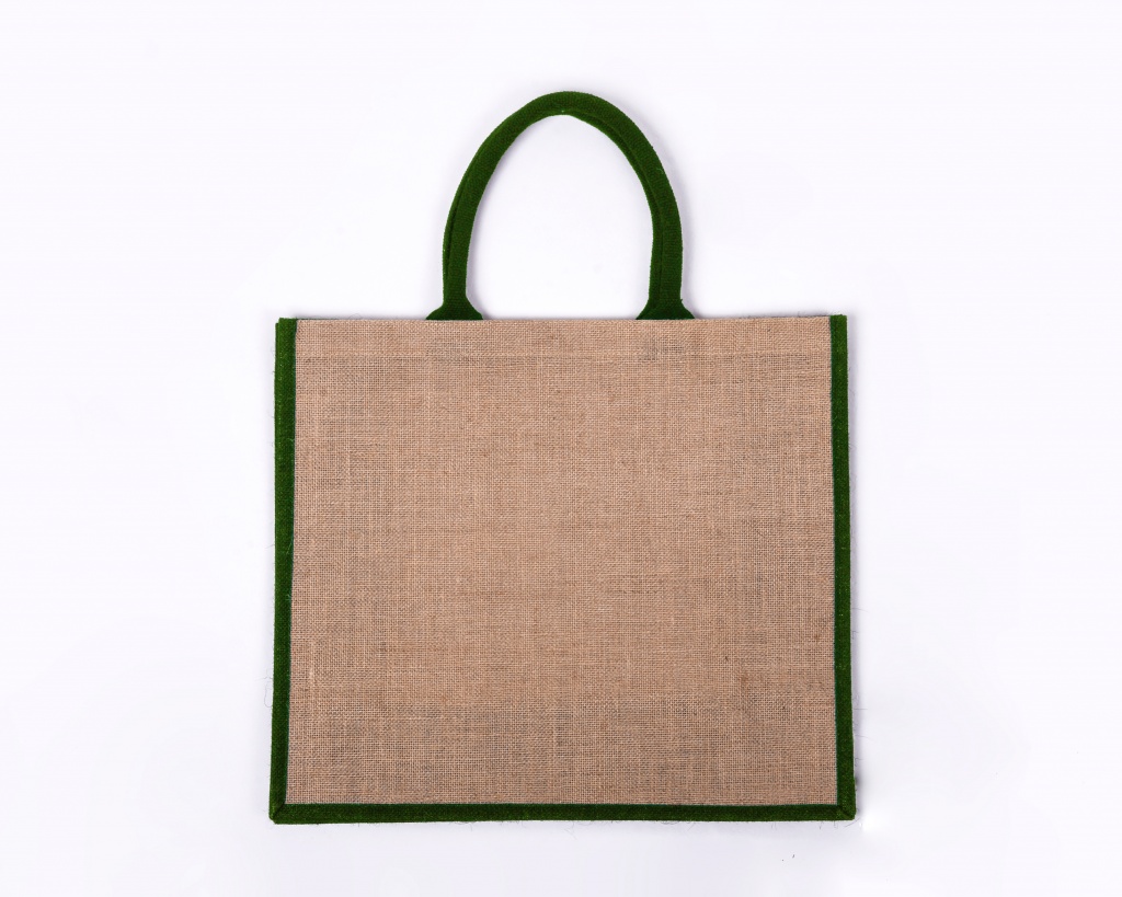 Green Gusset Large Jute Bag