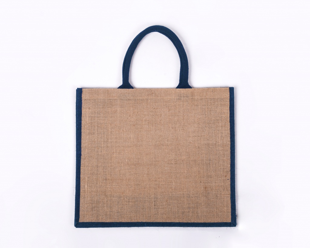 Navy Gusset Large Jute Bag