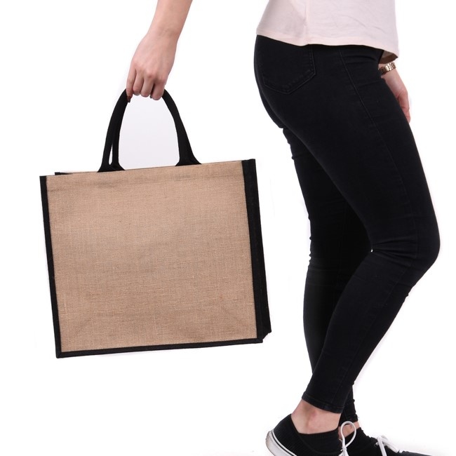 Black Gusset Large Jute Bag