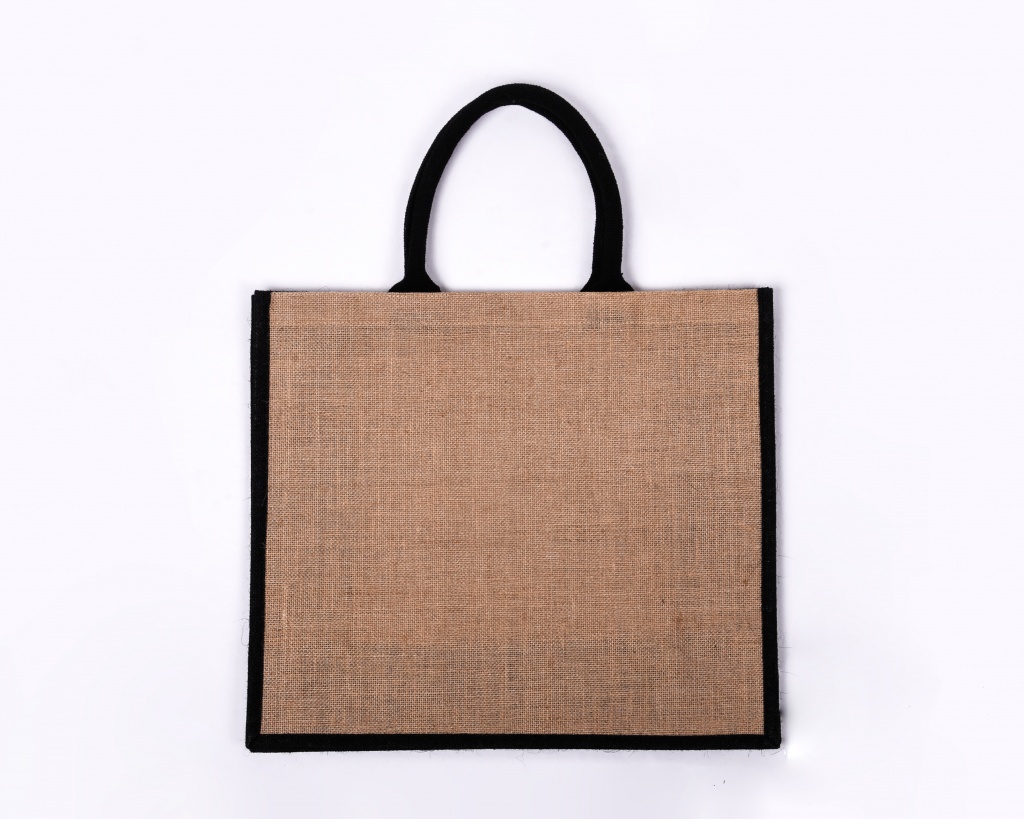 Black Gusset Large Jute Bag