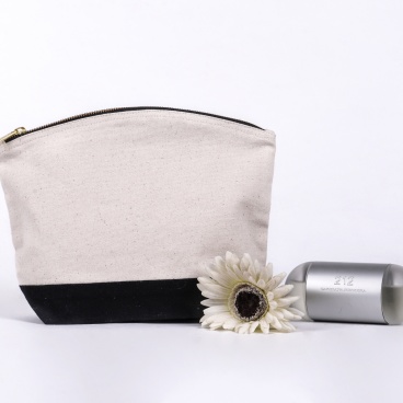 Natural and Black wash bag