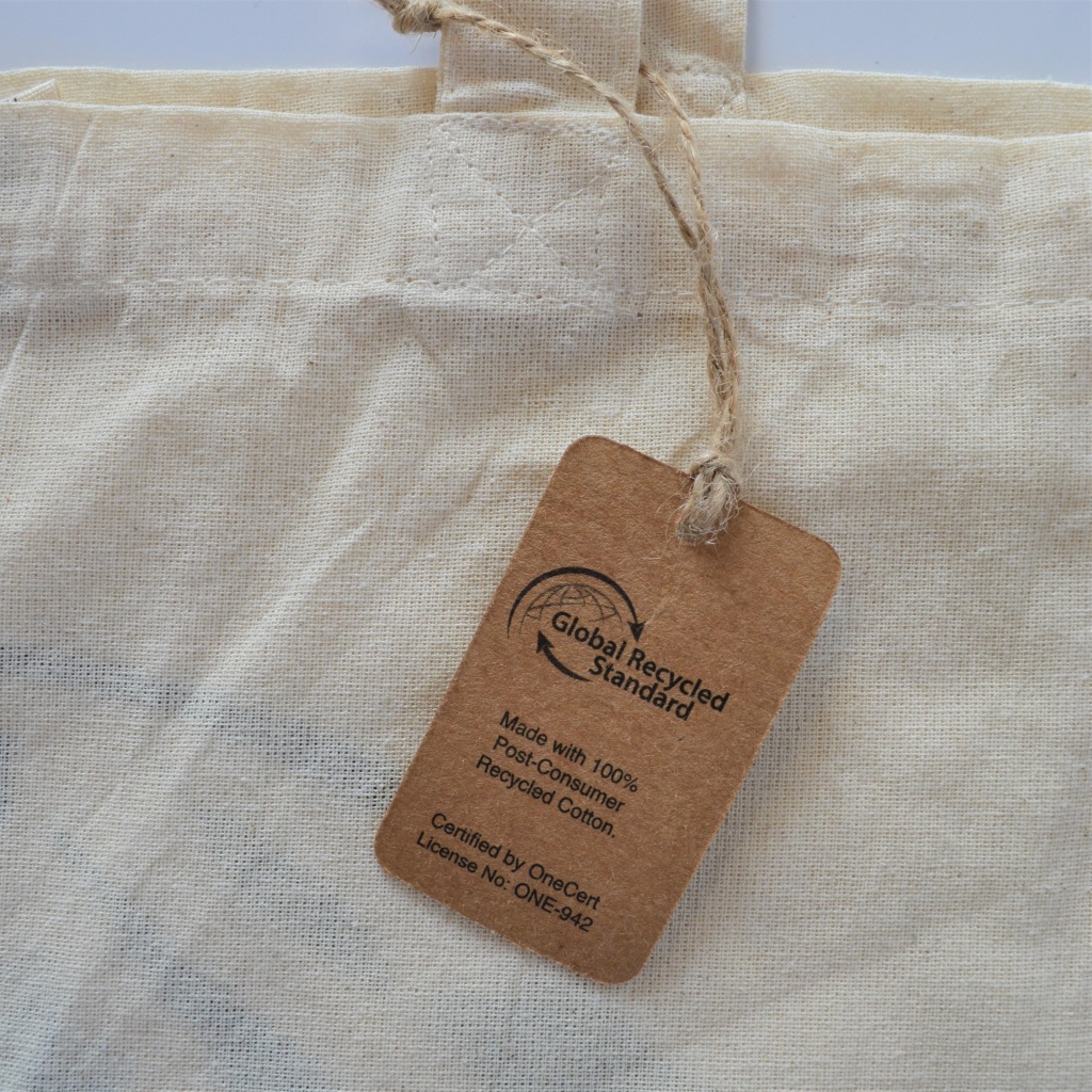 Close Up Of a Natural GOTS Recycled Cotton Tote Bag