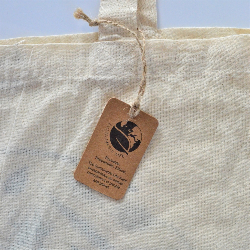 Close Up Of a Natural Sustainable life Recycled Cotton Tote Bag